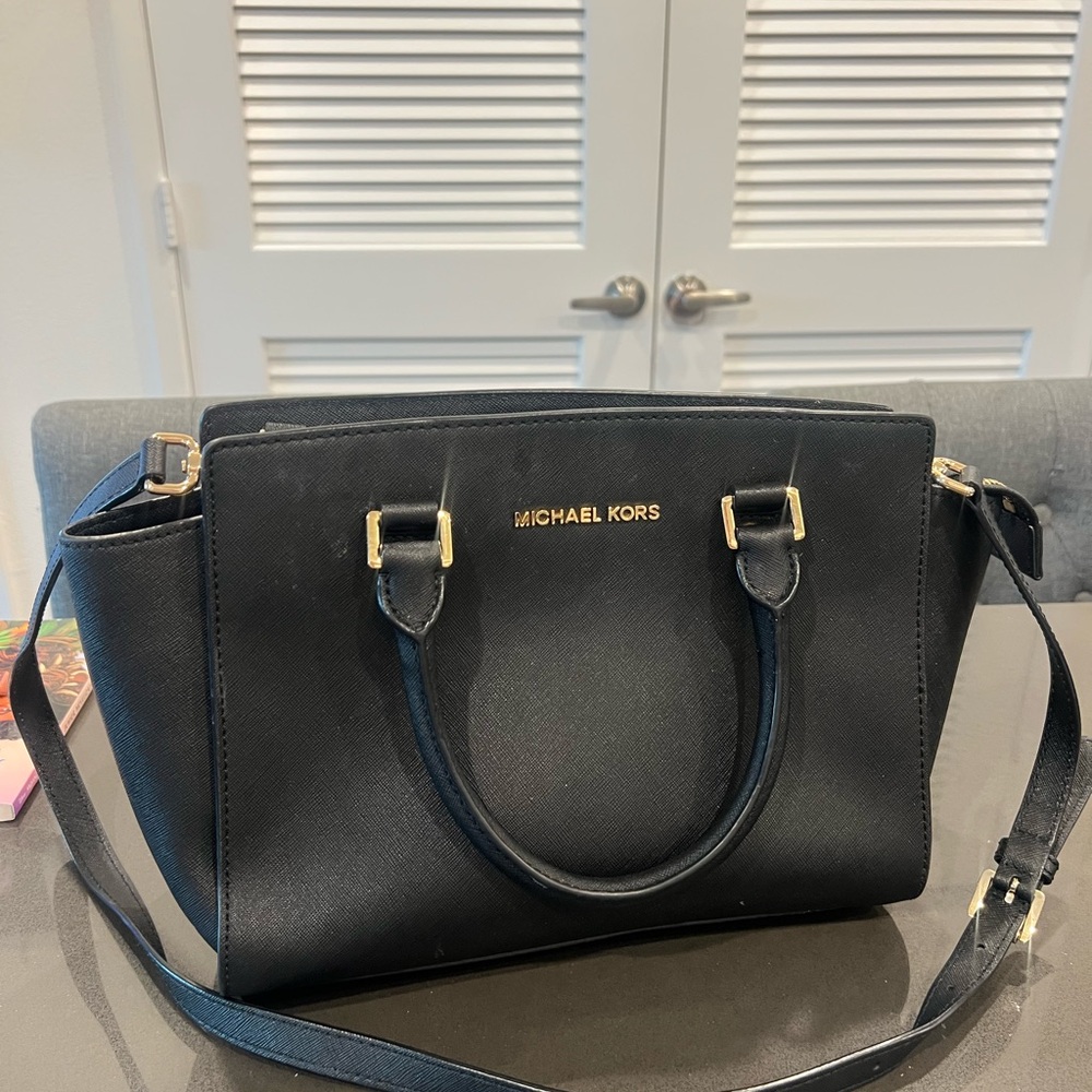 Michael Kors Black Crossbody with Gold Accents